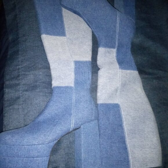 Lamoda " PRECISELY PRETTY GIRL PATCHWORK " Platform Knee High Boots (BRAND NEW!) - Picture 6 of 6